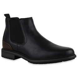 Herren Chelsea Boots Stiefel Klassische Profil-Sohle Schuhe 840528