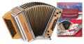 Steirische Harmonika G-C-F-B MB Handharmonika 3-chörig Riemen Knöpferl Buch