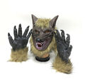Halloween Werwolf Maske Handschuhe für  Werwolfmaske aus Latex Tier Wolf Kostüm