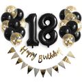 Luftballon Set 1-100 Schwarz Gold Geburtstag Zahlen Konfetti Happy Birthday DIY