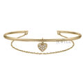 14K Gold 0,08 KT VS/F-G Diamant Herz Manschette Armreif Armband - The Jewelz