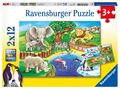 Tiere im Zoo. Puzzle 2 x 12 Teile Spiel Deutsch 2016 Ravensburger