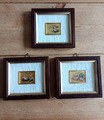 Drei Vintage Gold Blattgold Entenbilder. Made in Italy.