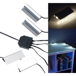 Lunartec LED-Glasbodenbeleuchtung, 4 Klammern mit 12 tageslichtweißen LEDs