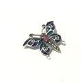 Art Deco Stil Rubin Marcasitblau Schmetterling Revers Brosche Pin STERLINGSILBER 