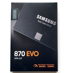 Samsung 870 EVO 500GB SSD Festplatte 2,5 Zoll SATA III => Nachfolger der 860 EVO