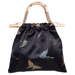 Elegante chinesische Handtasche mit Schmetterling Muster | Retro Clutch 31x27cm
