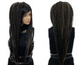 Dread Perücke mit Pony Unisex lang braun brünette Boho Wikinger Dreadlocks Frisur