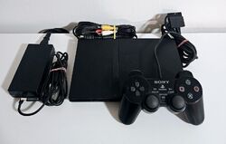 Sony PlayStation 2 PS2 Schwarz Slim Konsole | SCPH-75004 + Controller + Kabel