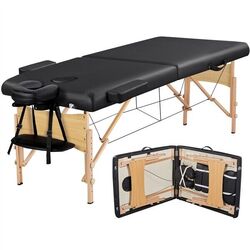 Massageliege 2 Zonen Massagebett Klappbarer Massagetisch Massagebank Spa Bett✔️Tasche✔️Holzfüßen✔️bis 250kg✔️5cm Polsterung✔️70 cm