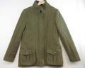 Joules Field Coat Damen Größe 12 grün kariert Tweed Wolle Landjacke uvp £ 249