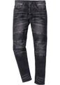 Neu Slim Fit Stretch-Jeans Straight Gr. W32/L32 Schwarz Herren Bikerjeans