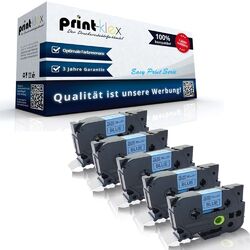 5x Printer kompatible Schriftbänder für Brother TZE541 Schwarz auf Blau Easy Pri
