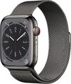 Apple Watch Series 8 45 mm Edelstahlgehäuse graphit am Milanaise Armband graphit