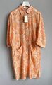 leichtes Hemdblusen Kleid Rayon Gr. 36 38 40 S M L Beige Orange Sommerkleid
