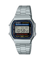 CASIO Armbanduhr, digital mit Edelstahlarmband, Alarm, Licht, Stoppuhr - A168
