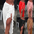 Frauen Bikini Cover Up Bademode Kleid Lady Wrap Sheer Rock Rüschen Sarong Strand