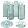 4 Retro Glas-Vase 14cm Grün Set Deko Tisch-Vase Blumenvase Mini Väschen Flaschen