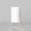 Tischleuchte Stoff Holz 25 cm E27 Weiß Modern Nachttisch Wohnzimmer Lampe B-Ware