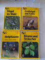 4 Stk. Drei-Punkt-Buch, Heilpflanzen, Vögel im Wald, Greifvögel u. Eulen, Bäume 