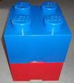 Lego Storage Brick Aufbewahrung Box 2x: rot + blau 4 Noppen Baustein Kiste