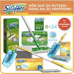 SET: Swiffer Bodenwischer + Feuchte Tücher Reine Frische + Staubmagnet + XXL