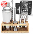 Cocktail Shaker Set Mit Ständer & Rezeptbuch: Premium Edelstahl Bar Cocktailset 