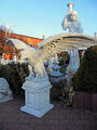 Steinfigur Adler XXL & Sockel, Steinguss Gartenfigur Tierfigur Statue Gartendeko