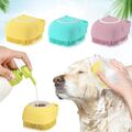 4-Farben Silikon Haustier-Massage-Badebürste & Shampoo-Spender für Hunde Katzen
