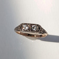 Antique Art Deco White Sapphire 9ct Gold Ring Toi Et Moi Two Stone Brilliant Cut