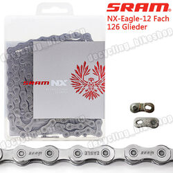 SRAM 11/12 Fach Kette 118/126 Glieder Solid/Hohlstift XX1/NX/GX Eagle MTB Kette