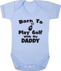 Born To Play Golf With My Daddy weich hellblau Baumwolle Baby Body Weste