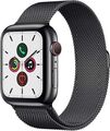 Apple Watch Series 5 44 mm Edelstahlgehäuse space schwarz am Milanaise Armband s