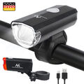Fahrrad Scheinwerfer & Rücklicht Set Beleuchtung Lampe LED 30 LUX USB Akku StVZO
