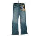 BLUE FIRE USA Damen Bootcut Flare Jeans Hose stretch W28 L33 used blau Niete NEU