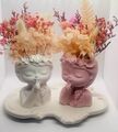 Blumenmädchen mit Trockenblumen, Vase, Tablett + Kerze Geschenkset Dekoration