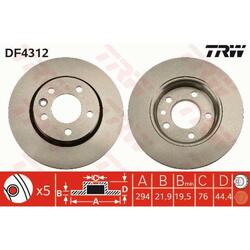 TRW 2x Bremsscheibe hinten 294 belüftet für VW Transporter VI Kasten SGA