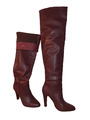 Damen Stiefel Thigh high Overknee Stiefel Lederoptik Boots Party Frauen Wine Rot
