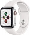 Apple Watch Series 5 [GPS + Cellular, inkl. Sportarmband weiß] 40mm Edelstahlg G