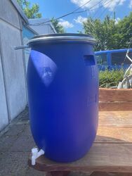 Regentonne Regenfass Kunststoffbehälter blau mit Zapfhahn 120 l