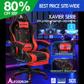 ALFORDSON Gaming Stuhl mit 2-Punkt Massage Bürostuhl mit Fußstütze Rot & Schwarz