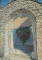 GERRY MILLER-Original Kunstwerk."Portal in Bayern" Ölfarbe auf Karton. 28x40cm