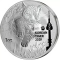 1 Clay Silver Tiger South Korea Südkorea 1 oz Silber BU 2020