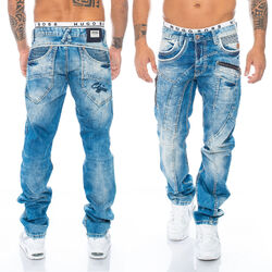 Cipo & Baxx Jeans Herren Regular Fit Dicke Nähte Hose 1150 Blau Freizeithose 