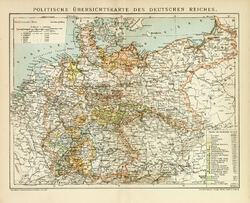 Deutsches Reich politisch historische Landkarte alte Karte Lithographie ca. 1892