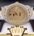 Rolex Herren Datejust 41 Jubiläum 18K Gelbgold & Stahl Uhr Vereist 16ct Diamonds