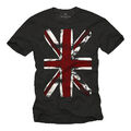 Union Jack Herren T-Shirt mit England Fahne - Männer Uk Punk Rock Musik Shirt