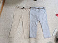 Set: 2 Sommerhosen Hosen Chino Gr. 44 m. Gürtel C&A Paola grau beige 