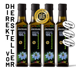 Schwarzkümmelöl UNGEFILTERT 4x250ml, 1L, ägyptisch, täglich FRISCH kaltgepresst