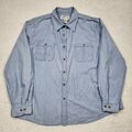 Orvis Denim Chambray Shirt Herren XL blau geknöpft Brusttaschen Freizeit